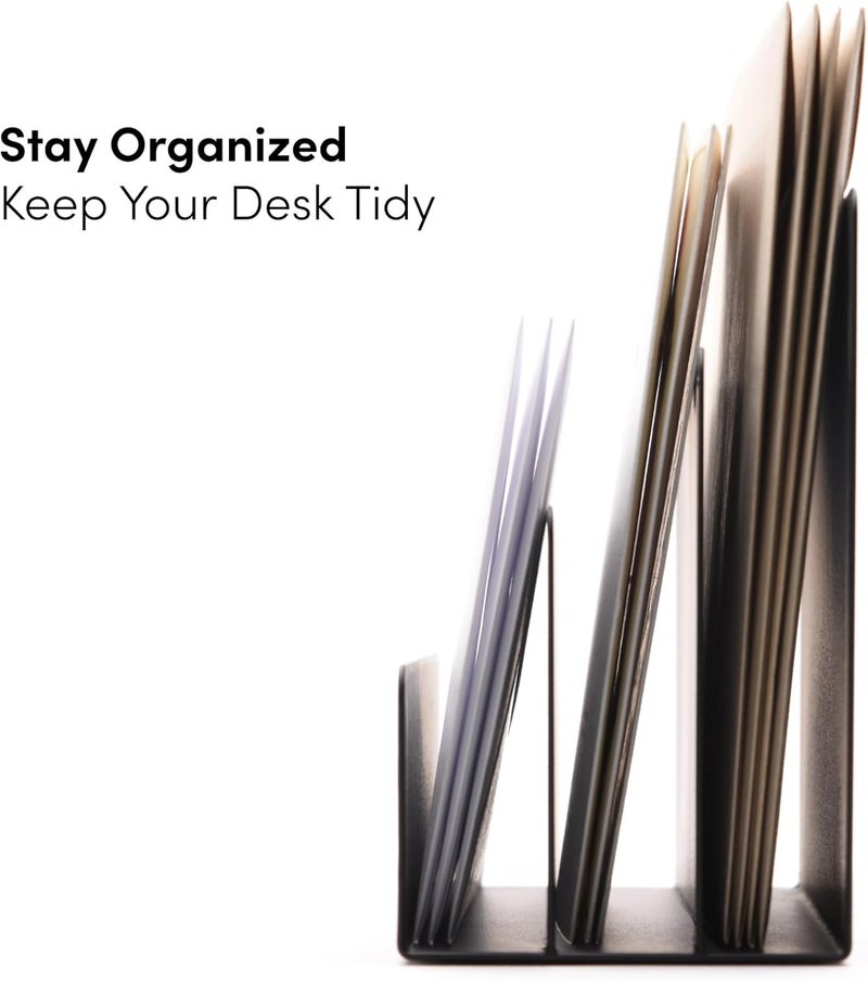 xympo Desktop Mail Organizer – 3-Slot Black Metal Letter Holder and Bill Sorter for Office and Home - Image 4